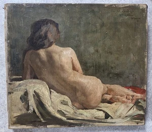 Peinture nu féminin Gustave Vanaise 1885 à son ami Jef Lambeaux - Imagen 1 de 4