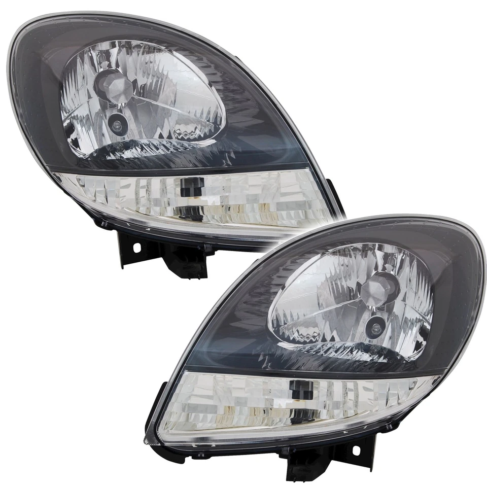 Scheinwerfer Set für Renault Kangoo Nissan Kubistar H4 Schwarz Blinker Weiß - Bild 1 von 4
