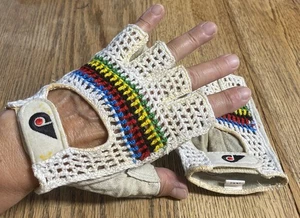 NOS Vintage Men’s/ Women’s Crocheted Leather Fingerless Biking Lifting Gloves XL - Picture 1 of 5