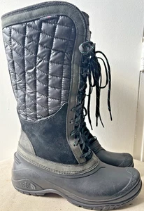 The North Face Boots Wom 8.5 Black Lace Up Rubber Sole/Quilted Upp/Fleece Lining - Picture 1 of 16