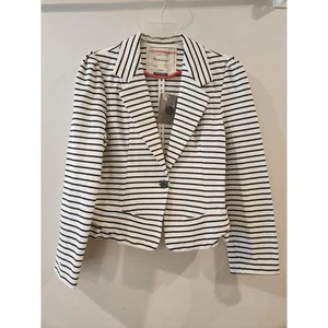 Cartonnier Anthropologie Blazer Women's M Black White Striped Career Jacket NWT - Picture 1 of 10