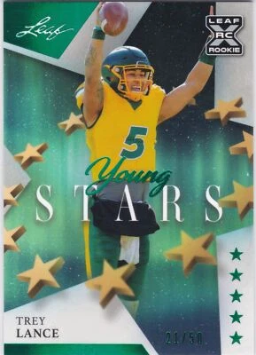2021 Leaf Young Stars Emerald #34 Trey Lance - ND State 49ers Rookie XRC 21/50 - Image 1 of 2