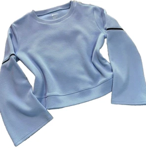Zella Girls Baby Blue Crop Zipper Sleeves Sporty Top Size XL 14/16 Cute! - Picture 1 of 10