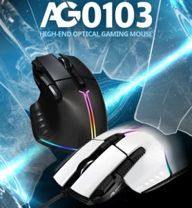 High Sensitivity ATWO Wired USB Gaming Mouse AG0103 White Black - Picture 1 of 16