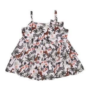 BONNIE JEAN Zoo Animals Tank Top Giraffes Zebra Trees Flowers Girls Size 6X - Picture 1 of 4