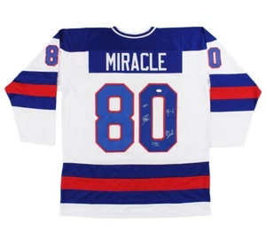 Mehrfach signiertes individuelles weißes Miracle On Ice Trikot 1980 USA mit 5 Unterschriften - Bild 1 von 4