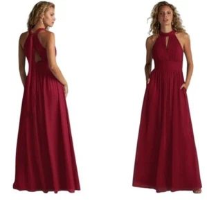 AZAZIE Camella Burgundy Chiffon Formal Gown NWT - Picture 1 of 7
