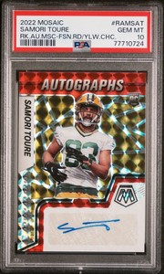 2022 MOSAIC ROOKIE AUTO FUSION RED YELLOW SAMORI TOURE RC AUTO Packers PSA 10