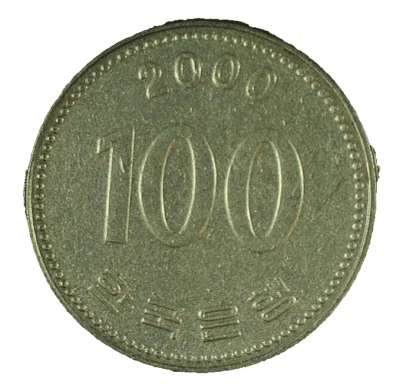 WORLD COIN SALE--2000 SOUTH KOREA 100 WON--COPPER/NICKEL  COMP. COIN KM#35 - Image 1 of 3