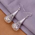Fashion 925Sterling Solid Silver Jewelry Hollow Waterdrop Dangle Earrings E337