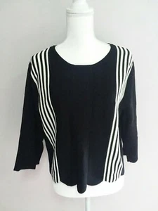 Topshop Gr. 12 gestreiftes bauchfreies Oberteil schwarz-weiß gestreift 3/4-Arm einzigartiger Saum - Bild 1 von 8