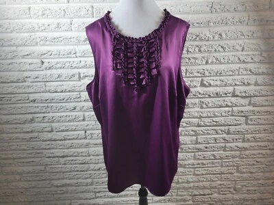 Top para mujer Liz Claiborne 3X Plus sin mangas púrpura poliéster ojo de cerradura volante Foto 1 de 4