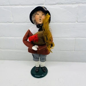 Byers Choice Caroler Pilgrim Boy With Turkey Thanksgiving 1997 Figurine - Picture 1 of 9