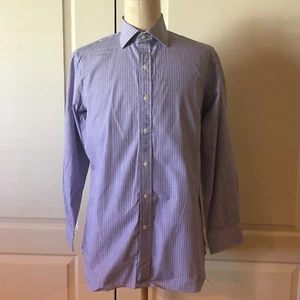 Camicia a maniche lunghe nuova con etichette Ralph Lauren da uomo con bottoni viola a righe bianche 16-32/33 - Foto 1 di 5