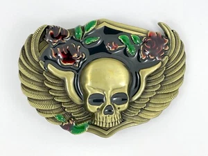 Skull & Wings Belt Buckle for Leather Belts Without Buckles - 1.5" or 38mm Wide - Picture 1 of 3