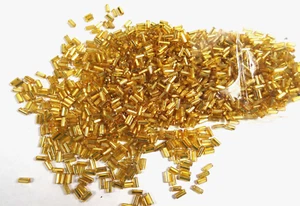 30gr Gold Glass BUGLE BEADS 4mm x 2mm Loose - Picture 1 of 1