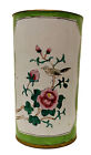 Chinese Bronze Painted Enamel Bird and Floral Pattern Cylinder Brush Pot