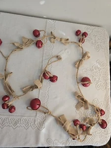 MULTI SIZE COUNTRY CHRISTMAS RED JINGLE BELL GARLAND BURLAP BOW * DECO OR TREE - Picture 1 of 6
