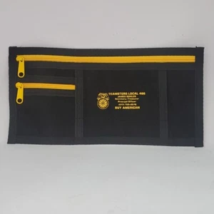 Teamsters Local 486 Sunvisor Organizer Retro Storage Black Yellow Zip Pocket VTG - Picture 1 of 9