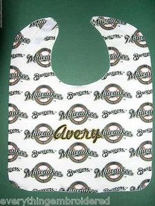 BABEROS BABEROS BEBÉ PERSONALIZADOS MILWAUKEE BREWERS Grande Terry Infantil Nombre Bordado - Imagen 1 de 3