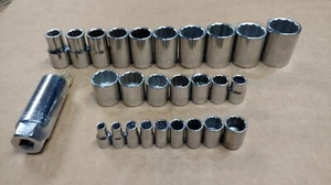 Vintage Craftsman SAE 1/4 3/8 1/2" Drive 12pt Socket Set -V- -VV- USA Made 27pcs - Bild 1 von 23