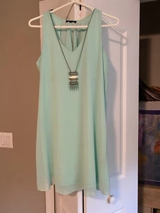 Cute Shift Dress with gathered loose back Women's  Medium Sleeveless Mint green - Picture 1 of 9