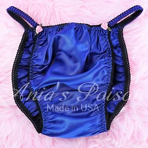 Bragas Sissy Satén para HOMBRE - Azul Real RÍGIDO cuerda brillante Bikini Ropa interior - Imagen 1 de 4