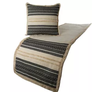Corredor de cama decorativo queen beige y negro, acolchado, algodón de encaje - ambiente marroquí - Imagen 1 de 4