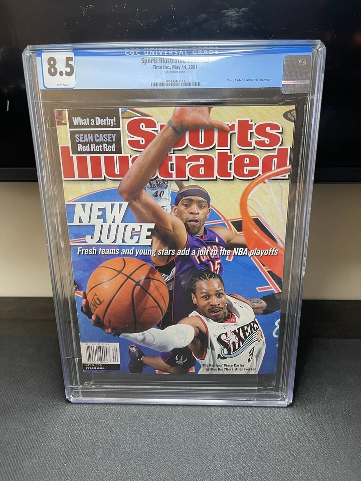 CGC 8.5 EDICIÓN QUIOSCO Sports Illustrated-Allen Iverson, Vince Carter-5/14/01 Foto 1 de 1