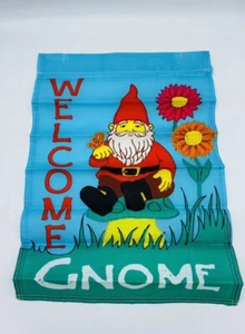 Gnome Welcome Garden Flag 12" x 18" Spring Mushroom Gnome with Butterfly - Picture 1 of 5