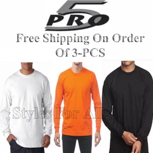 Pro-5 Men's Long Sleeve T-Shirt 100% Cotton- (3-PCS) - Picture 1 of 4