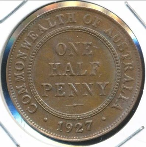 Australia 1927 Halfpenny 1/2d George V - Uncirculated - Foto 1 di 3