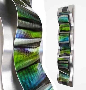 Escultura de pared de metal abstracta moderna arte pintura azul tropical decoración del hogar nueva - Imagen 1 de 5