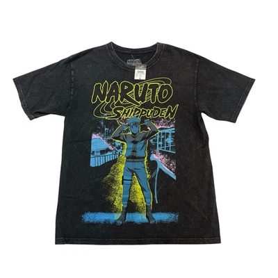 Naruto Shippuden Shirt Mens Medium M Gray Blue Yellow Short Sleeve Anime NWT - Image 1 of 4