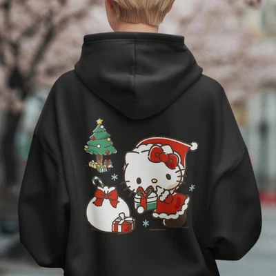 Hello Kitty Christmas Hoodie Sanrio Cute Kawaii Holiday Graphic Pullover Unisex - Image 1 of 4