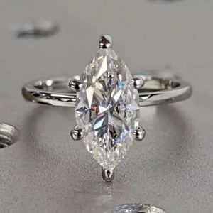 1.5CT Marquise Cut Certified G VS2 Lab Grown Diamond Wedding Ring 9ct White Gold - Picture 1 of 9