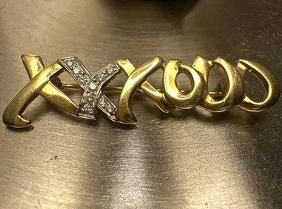 Broche prendedor Tiffany & Co Paloma Picasso oro/placa diamante XXXOOO besos abrazos  Foto 1 de 4