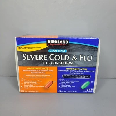 Kirkland Signature Severa Gripe Resfriada Congestión Acetaminofén 168 Día Noche Cápsula Foto 1 de 2