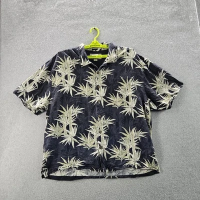 Jamaica Jaxx Men Button Up Shirt XXL Black Silk Floral Hawaiian Shirt - Image 1 of 4