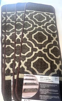 Cubierta de banda de rodadura de escalera (4) puerta de jardín chocolate 9 x 26 pulgadas Protector de escalera de madera Foto 1 de 2