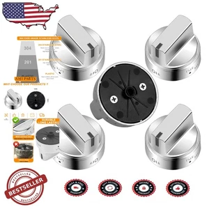 Upgrade Your GE Stove: 5pk Stainless Steel Knobs, PS11729081, Rust-Proof Design - Picture 1 of 8