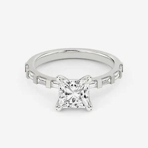 1 Ct Princess Cut Lab Grown Diamond Solitaire Engagement Ring 14k White Gold - Picture 1 of 4