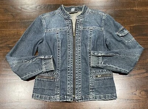 Motto Your Style Mantra Full Zip Jean Jacket Women's Size XS Zip Pockets - Picture 1 of 4