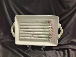Williams Sonoma "Asparagus Serving Tray" w/ Handles, #6804, Majolica- PRE-OWNED - Picture 1 of 16