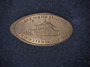 Feria Mundial de Chicago 1934 "Templo Lama de Jehol" alargado en centavo de 1919 - Imagen 1 de 2