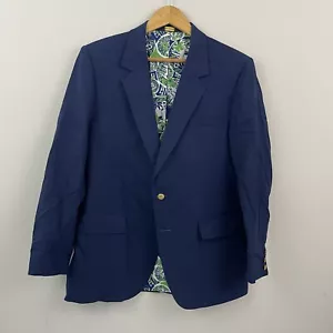 Lilly Pulitzer Navy Wool Blazer Size 42R Palm Beach Gold Buttons Mens Stuff Vtg - Picture 1 of 9