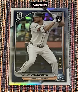 PARKER MEADOWS 2024 Bowman Chrome #98 Refractor Rookie SP LOW POP /499 Tigers - Foto 1 di 3