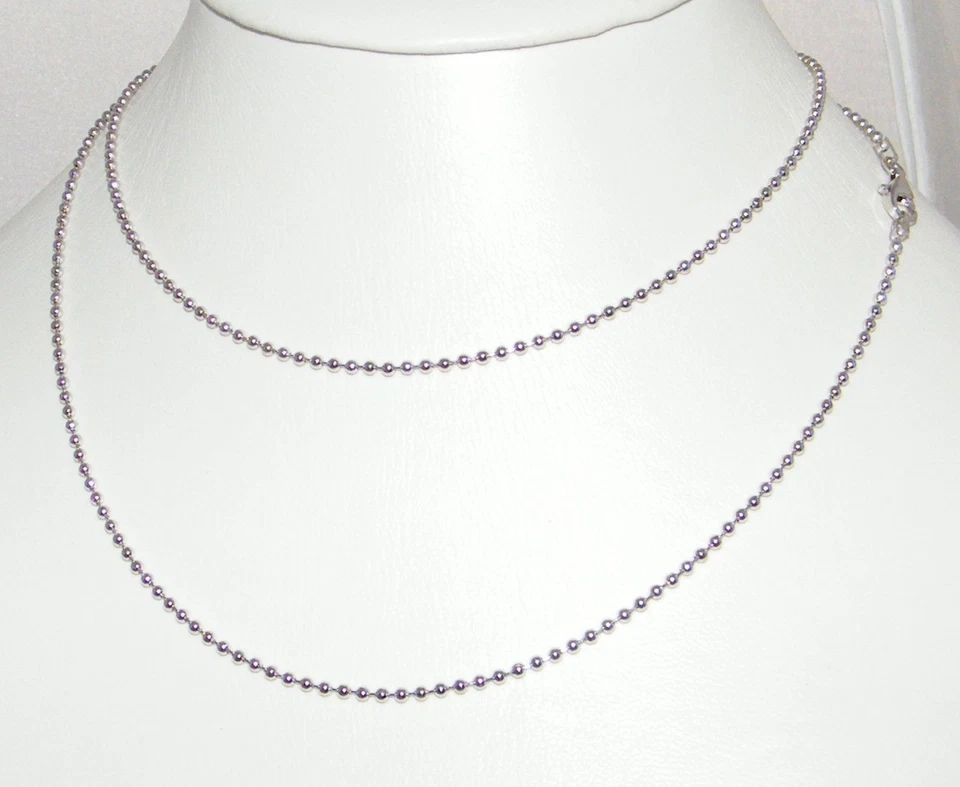 COLLANA CATENA UOMO PALLINE ARGENTO 925 RODIO x TARGA MILITARE ITALIA 2mm 70 cm - Immagine 1 di 1