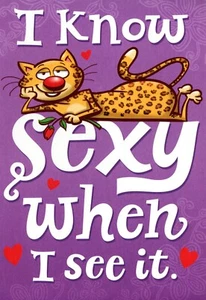Funny ADULT VALENTINE'S DAY Card FOR SIGNIFICANT OTHER, Sexy Cat by Hallmark +✉ - Picture 1 of 5