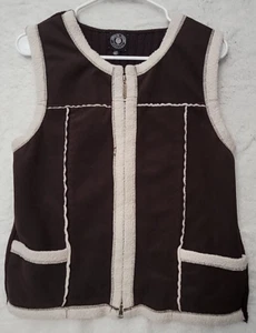 Carolyn Taylor Faux Shearling Brown Sherpa Vest Women's Size Large Outdoor - Picture 1 of 3